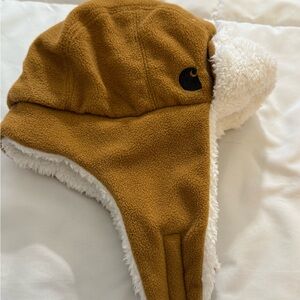 Kids Carhartt Tan Fleece Trapper Hat